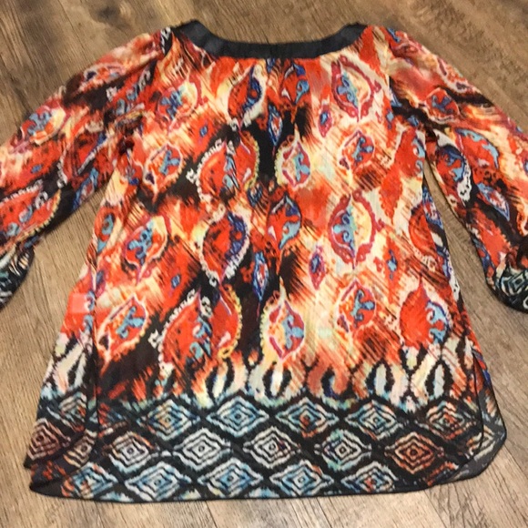 Boho Festival Multicolor Embellished Tunic Top - Picture 6 of 7